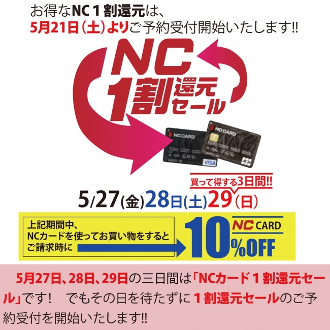 NC1割還元セールいよいよ受付開始！